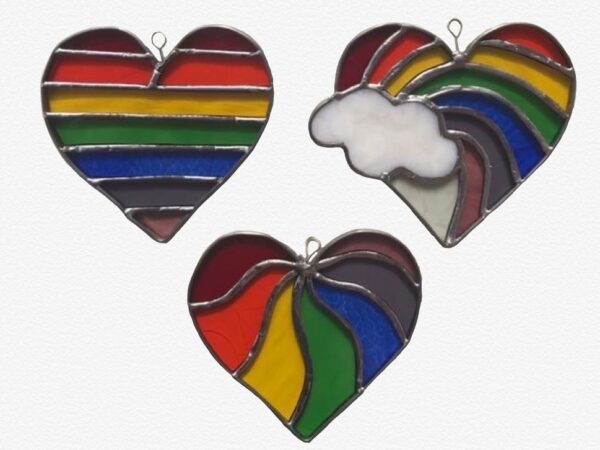 Stained glass heart in rainbow colours