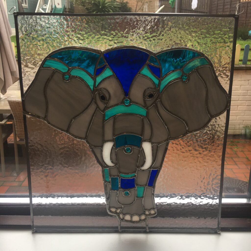 Majestic Elephant Stained Glass Panel – Poppy Glass Studio