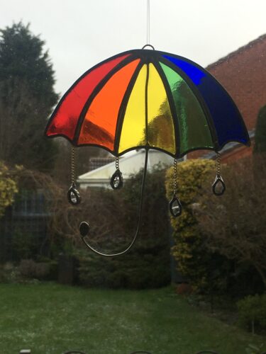 Rainbow Umbrella Stained Glass Suncatcher photo review
