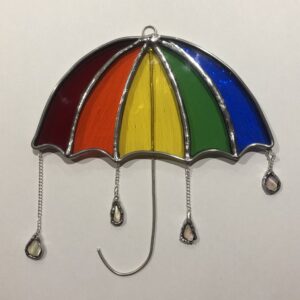 Rainbow Umbrella Stained Glass Suncatcher